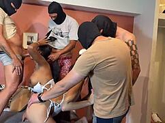 Amateurs banging in group, small tits and big cock action.