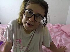 Petite blonde submissive degrades herself in roleplay.