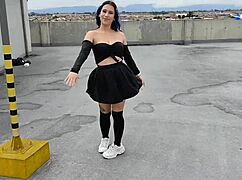 Hey, watch Katty Blake suck and screw until cum fills her mouth in public!