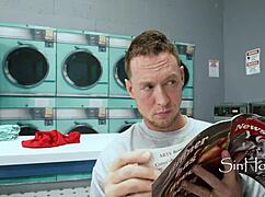 is this voyeur wife setting up her husband with a cute latina at the laundromat?