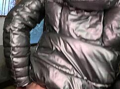 Hey, gardener left a lot of cum on my shiny jacket! 😜