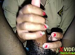 The high school student gives her friend a handjob until he cums