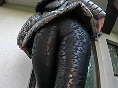 Hey, gardener left a lot of cum on my shiny jacket! 😜