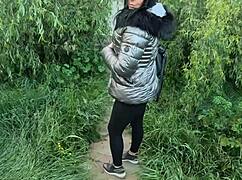 Hey, gardener left a lot of cum on my shiny jacket! 😜