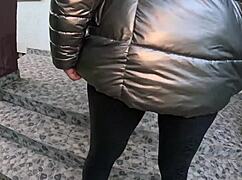 Hey, gardener left a lot of cum on my shiny jacket! 😜