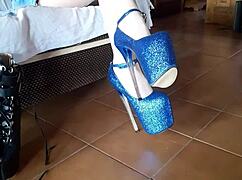 Milf in ankle boots and high heels teases.