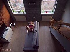 Blonde teen FLASHES and MASTURBATES, caught by roommate who WATCHES the taboo show