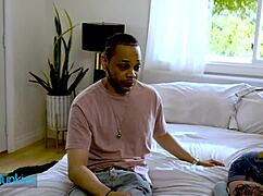 Stunning blondie with tattoos gets SIDE FUCKED in doggystyle, spreading WET PUSSY on bed