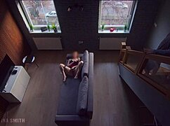 Blonde teen FLASHES and MASTURBATES, caught by roommate who WATCHES the taboo show