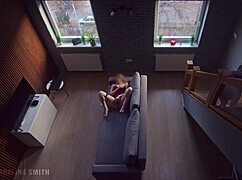 Blonde teen FLASHES and MASTURBATES, caught by roommate who WATCHES the taboo show