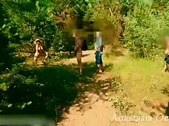 My stepmom and I are getting ready for dinner while my husband relaxes and shows off.