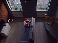 Blonde teen FLASHES and MASTURBATES, caught by roommate who WATCHES the taboo show