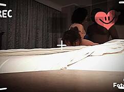 i'm snowbunnyqueen27 getting blowjob in bisexual interracial threesome