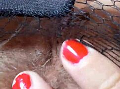 greta ties the net for beautiful brunette mature lady in sensual foot fetish