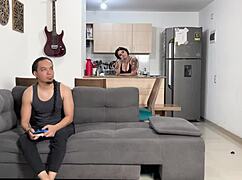 my goth roommate provokes me and fucks me with her big black cock