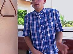 athletic mature babe gets down with rimming and a hot blowjob outdoors