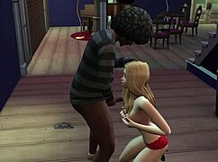 Hot teen 18+ sucks cocks at the local bar in Sims 4.