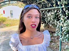 Young French coquine already acting NAUGHTY in public