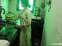 omg, indian maid goes from cleaning to hot kitchen fucking and blowjob! 🔥