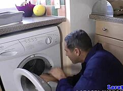 English Milf Receives Facial from Cheeky Plumber