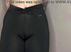asmr cameltoe in tight black leggings
