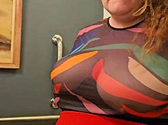 Hey, horny BBW secretary, why flash those big tits?
