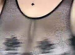 I fuck those huge natural tits in stockings from above