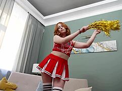 Young 18+ red-haired teen 18+ gets first dap destruction domination rough facial ball licking cum on tits liquid lunch farting deepthroat cheerleader