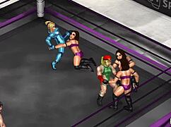 Cammy and Samus Engage in Intense Wrestling Match in Fire Pro World 18