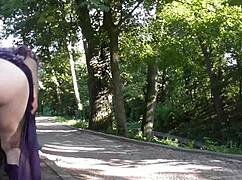 Hairy Mature Flashes Pussy in Public Park!