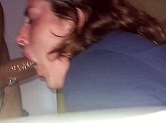 blonde girlfriend deepthroats cock in panties and thong with slutty friend