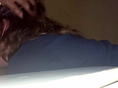 blonde girlfriend deepthroats cock in panties and thong with slutty friend