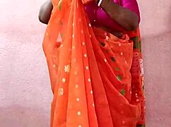 saree-wearing curvy indian brunette shows off her stunning chubby beauty