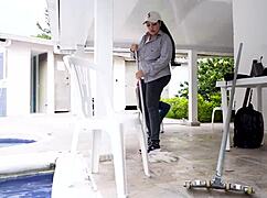 my boss helps me outta the pool and fucks me