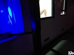 Peeping tom caught watching MILF blowjob and hardcore POV sex