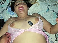 Blonde gets fucked in bed before pajamas with Latina. 🔥