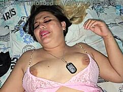 Blonde gets fucked in bed before pajamas with Latina. 🔥