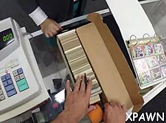 Rough sex in shop with sloppy sucking