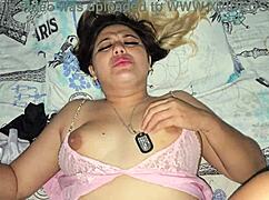 Blonde gets fucked in bed before pajamas with Latina. 🔥