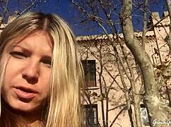 blonde teen's adventurous trip to barcelona with clothes ripped 😲