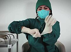 Nurse uses latex gloves in hospital 😍