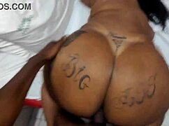 Chubby Ebony Babe Takes Big Black Cock in Tight Anal Action.