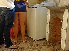 Married housewife pays washing machine technician with her pussy!