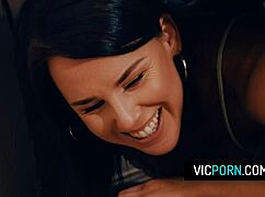 hot brunette milf preston parker stuck under the table with no panties gets rough doggystyle 😈