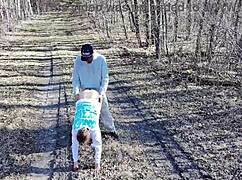 fucking outside with big tits and monster cock, drone catching us