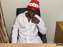 Ebony petite 18+ visits family doctor for a merry Christmas check-up.