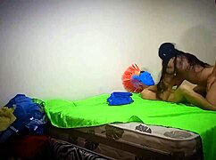 Stepmom, a sexy brunette, lets both stepsons drill her ass hard