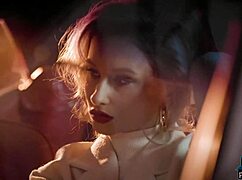 Blonde milf polina performs a striptease for playboy. She shows off her big round ass in a convertible.