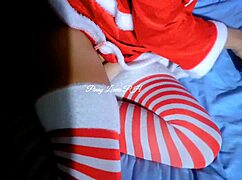 I cum as Santa Claus fucking my stepsister on Christmas with vibrator and blowjob