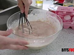 Three teen 18+ hot girls bake and shake their booty for master